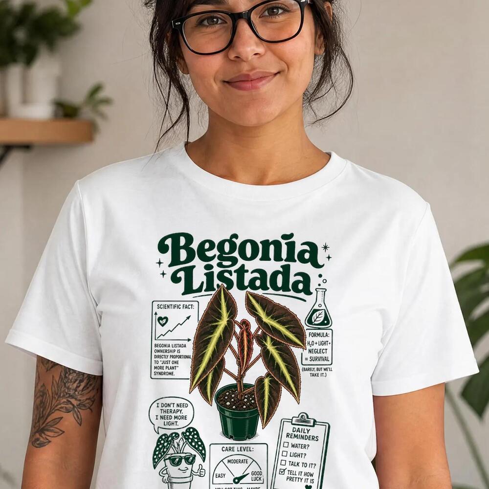 Funny Begonia Listada Shirt Retro House Plants Gift